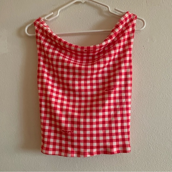 NWT! Omighty Gingham pointelle top in red checker print - Picture 9 of 11
